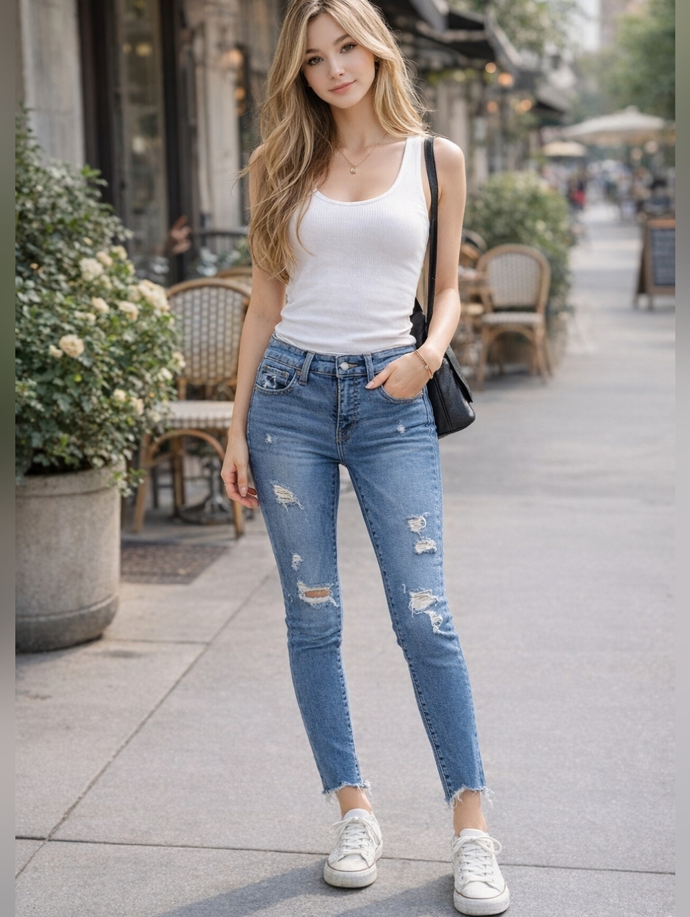 Lucky Brand 00 Distressed Skinny Jeans Raw Hem Medium Wash Stretch Denim
